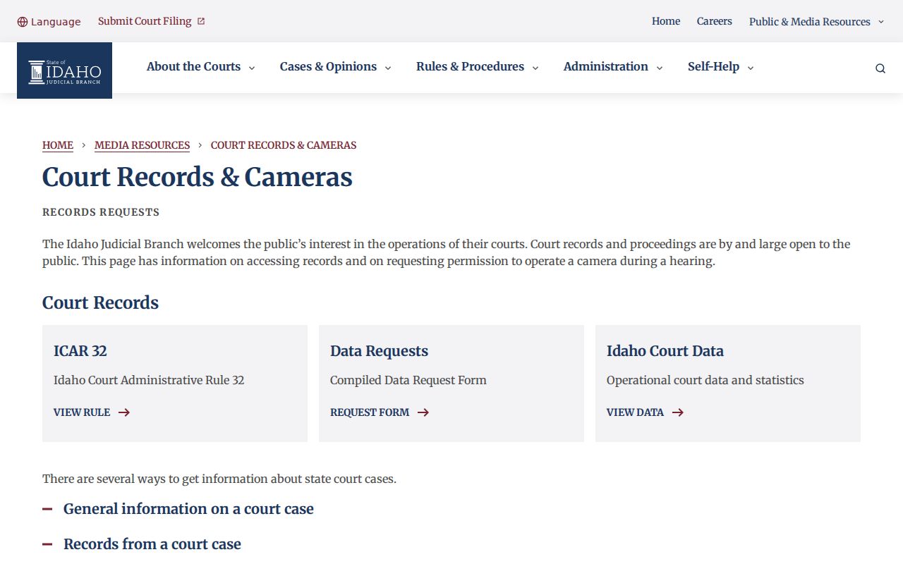 Ada County criminal court records and clerk access choices