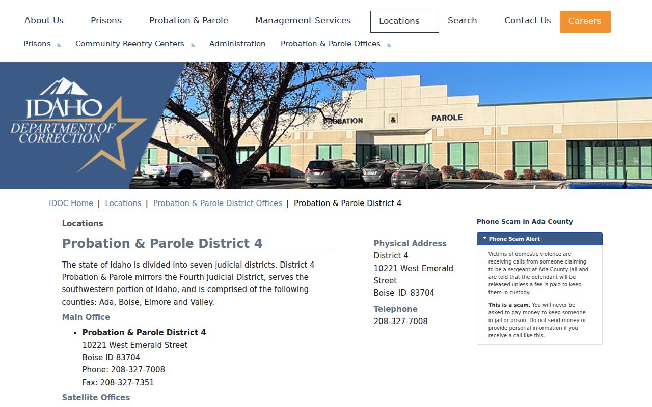 IDOC District 4 probation and parole office serving Ada County