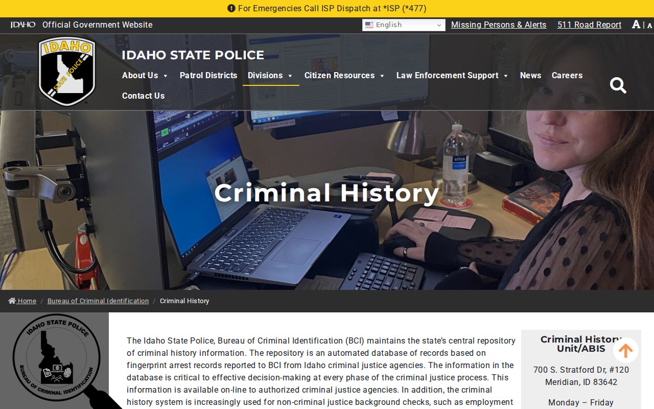 Ada County criminal history through Idaho BCI