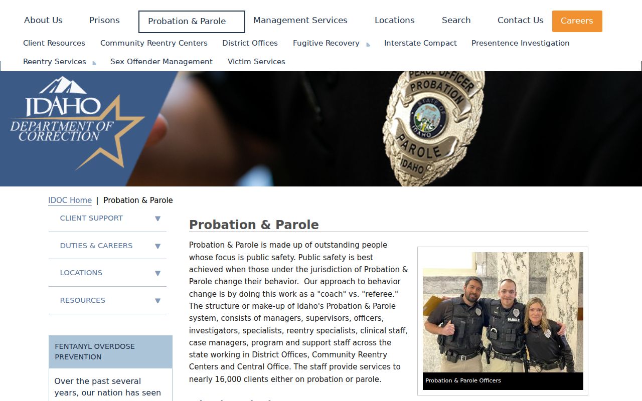 Idaho probation and parole information relevant to Meridian records