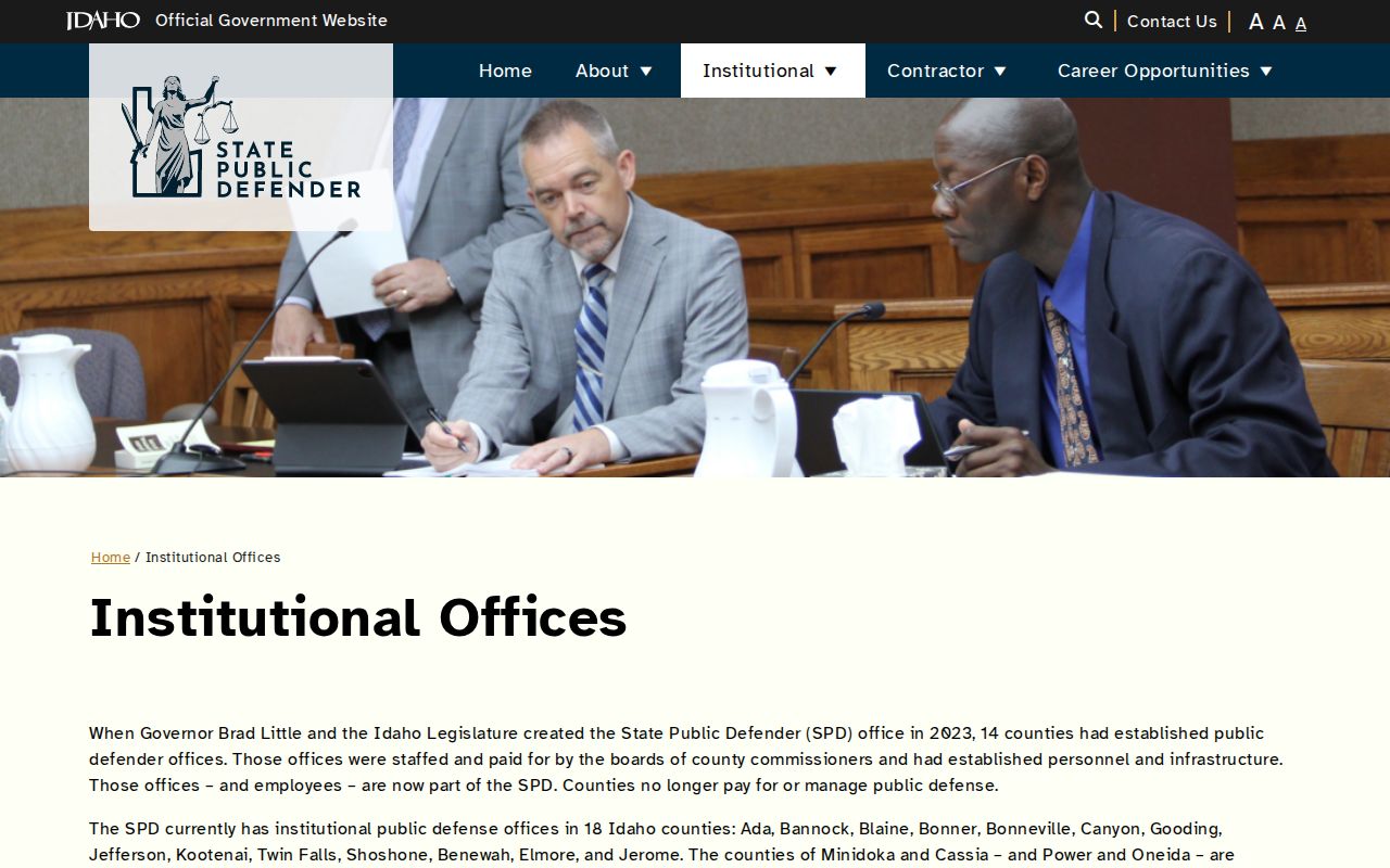 Idaho State Public Defender office directory serving Meridian cases