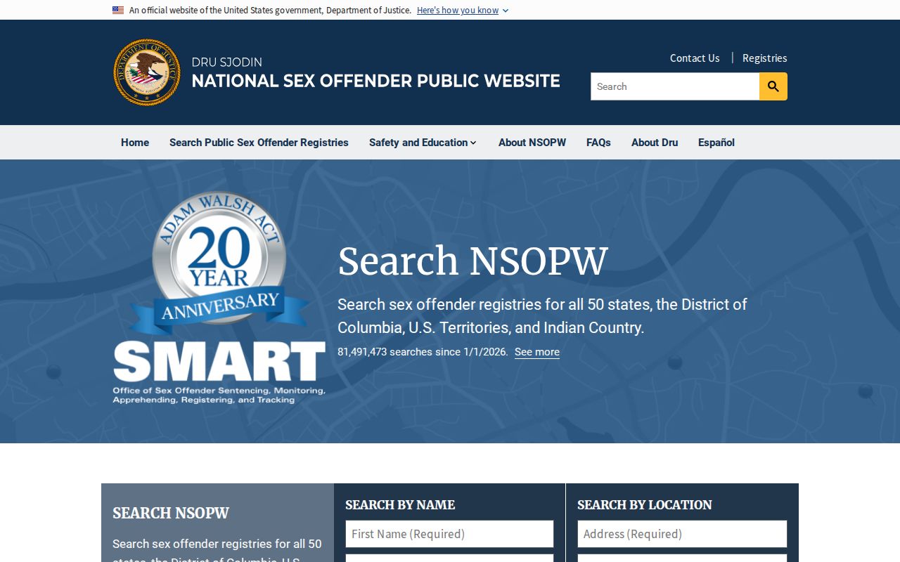 National Sex Offender Public Website used for an Ada County cross-state registry search